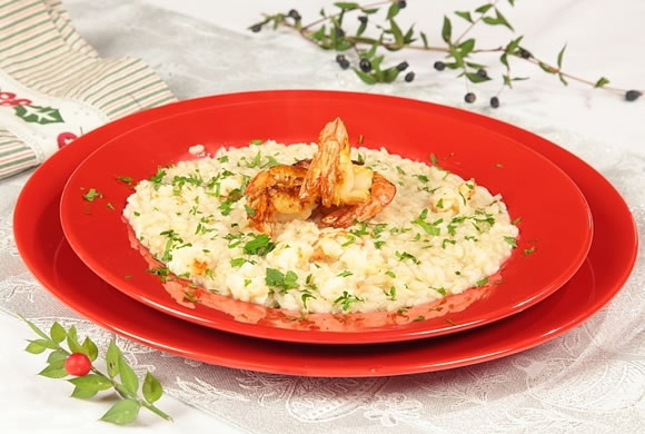 Risotto con lima y gambas